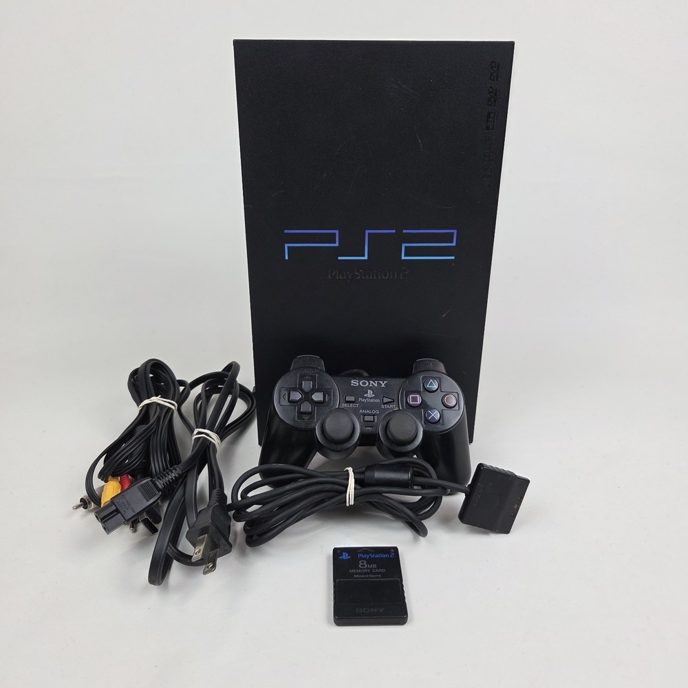 Sony PlayStation 2 PS2 SCPH-3001 Fat w/ Controller Cables + Mem Card Tested READ